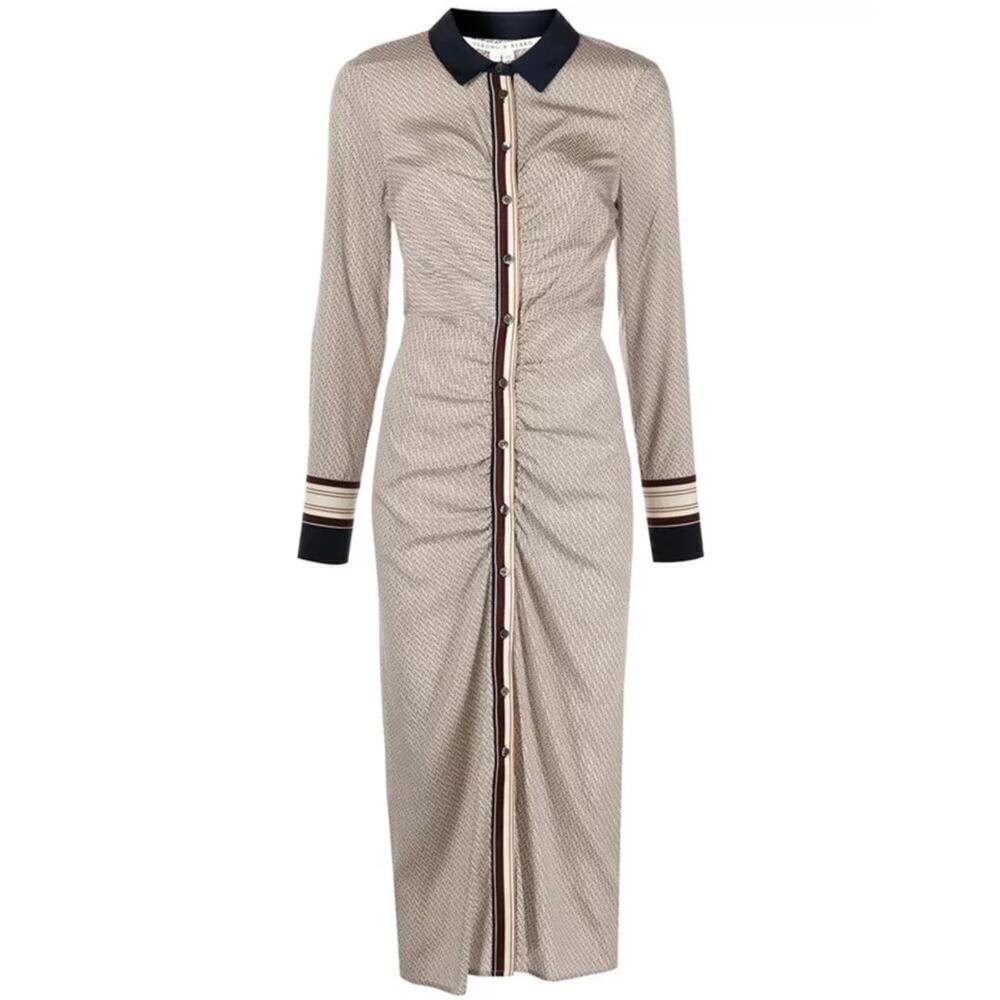 Veronica Beard Silk Print Button Front Shirt Midi Dress Women's Size 10 NWT